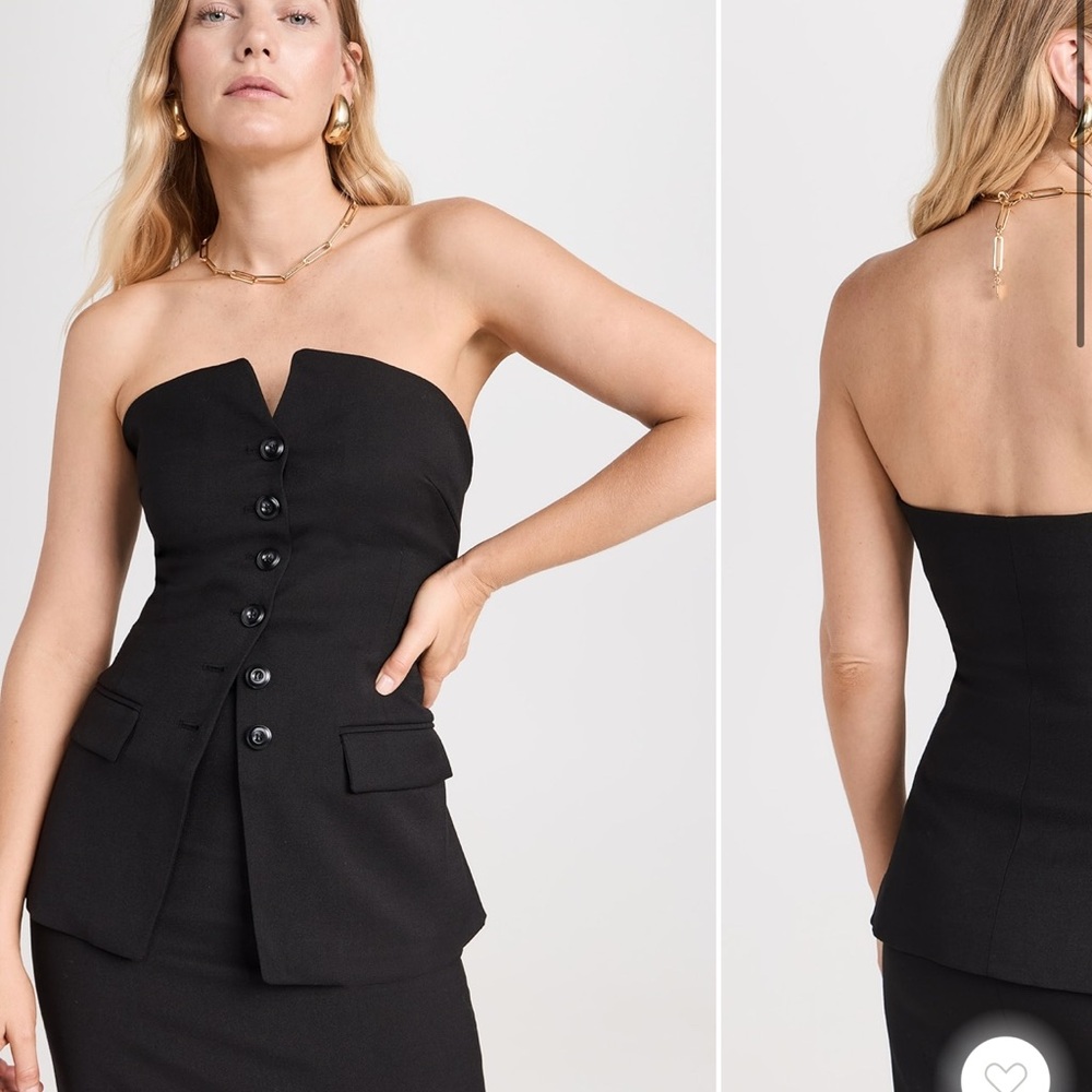 Pixie Market Black Strapless Buttoned Top - image 1